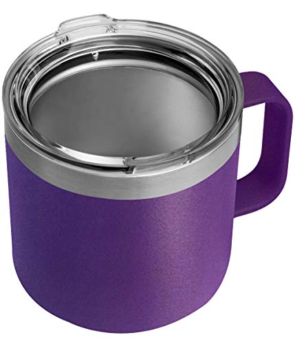SpotOnDeals 16 OZ Coffee Travel Mug Cup Stainless Steel Insulated Tumbler Handle Splash Proof Lid Straw Opening Double Wall Vacuum for Hot Cold Drinks Ice Tea Camping Purple 1 Pack