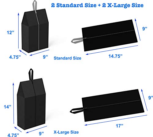Simple Houseware Travel Shoe Bags, Set of 4 Waterproof with Zipper, Black2