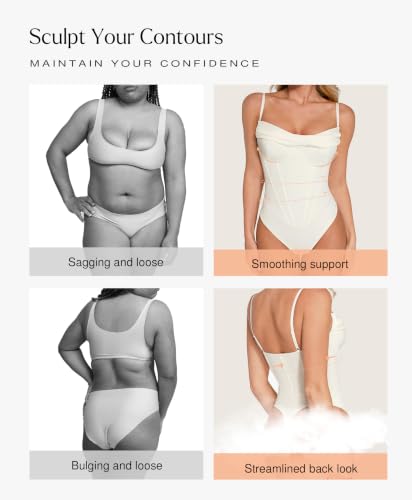 Image of Popilush Bodysuits for Women Tummy Control Shapewear Corset Tops