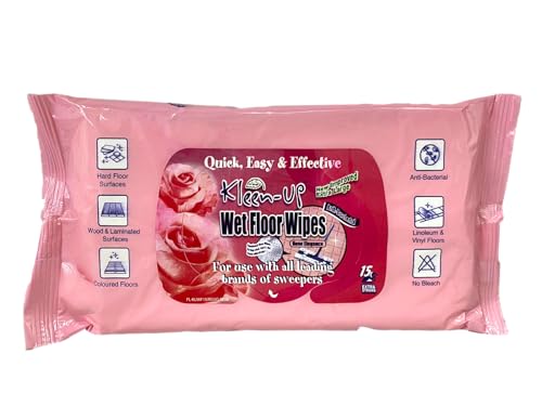 KLEEN-UP Rose Scent Wet Floor Wipes (15 Wipes) Rose