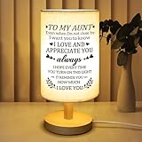 Calibron Gifts for Aunt from Niece, Aunt Christmas Birthday Gifts Fabric Lamp, Birthday Retirement Gifts for Aunt Table Lamp with Wooden Stand Unique Aunt Gifts