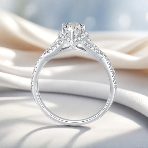 Blocaci Pear Shaped Engagement Rings for Women 1-1/2 Carat(ctw) Moissanite Twisted Engagement Rings 925 Sterling Silver 10K 14K 18K Gold Wedding Anniversary Promise Rings with Text Engraving4