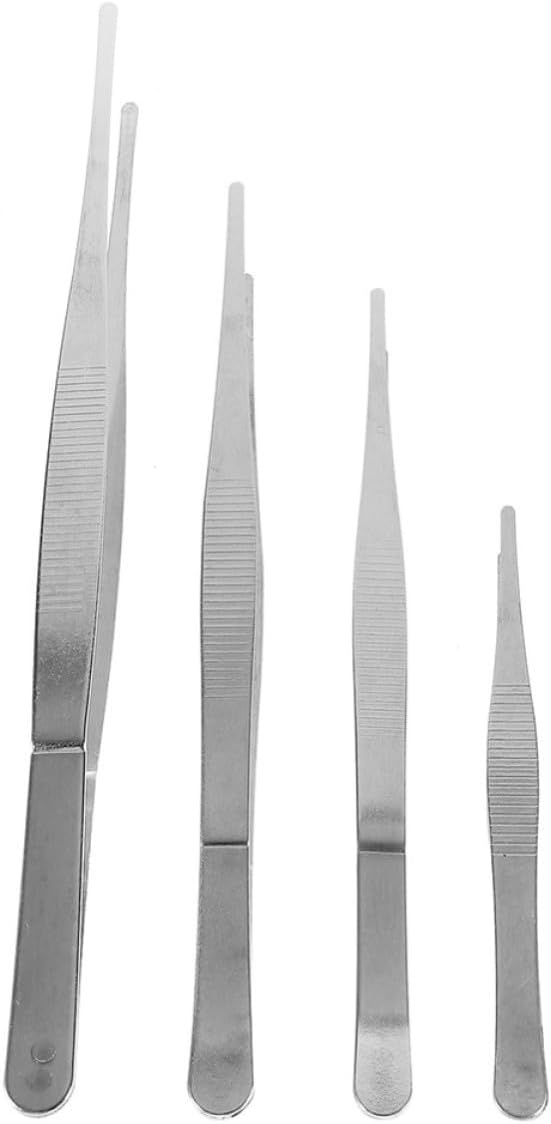 4 Piece Stainless Steel Gardening Tweezers Set for Bonsai Use