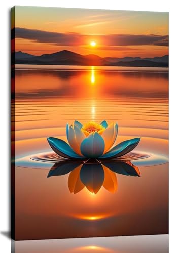Toile de méditation lac serein image nature zen chambre