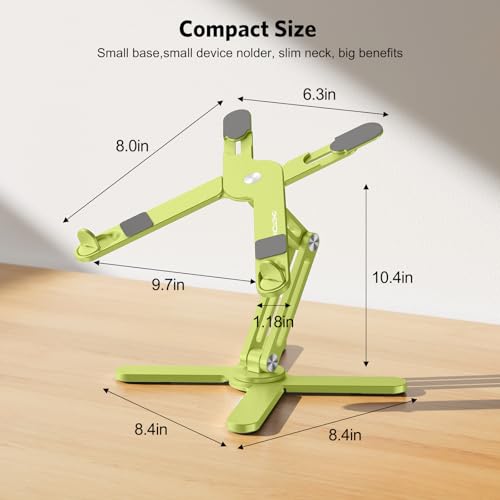 Image of OMOTON 360 Rotating Laptop Stand Riser for Desk, Ergonomic Foldable Computer Stand Adjustable Height Angles for Collaborative Work, Easy Storage Fit Macbooks,All Laptops up to 16 inches, Citron