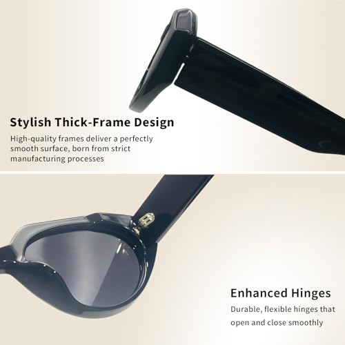 Vylenxio Retro Oval Cat Eye Polarized Sunglasses for Women, UV400 90s Y2K Vintage Shades, VY2514 — view 3