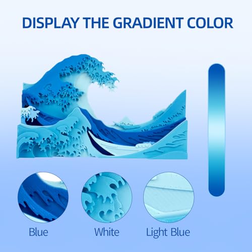 Image of ERYONE Matte Gradient Rainbow 3D Printer PLA Filament 1.75 + /- 0.03mm, HS Matte Multicolor High Speed Filament PLA 1KG(2.2LBS) Spool, Glacier(Blue White Lightblue)