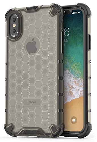 Image of Glasgow | for Apple iPhone X Honeycomb Pattern Back Case Cover for Apple iPhone X with 4 Bumper Corners and Military Grade Protection - Black