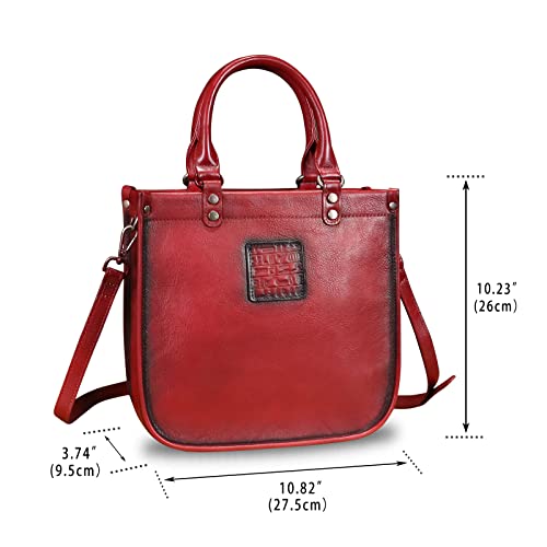 Image of Genuine Leather Handbags for Women Vintage Real Leather Fashion Tote Bag Shoulder Bag Crossbody Bag Satchel Purse