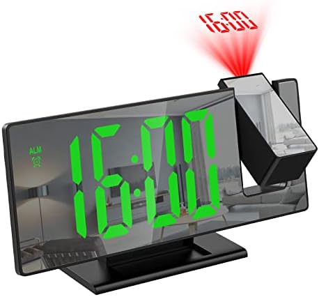ORIA Projection Alarm Clock, LED Electronic Alarm Clock, 7.8" Mirror Desk Alarm Clock with Temperature, Adjustable Brightness, Snooze Mode for Bedroom, Office