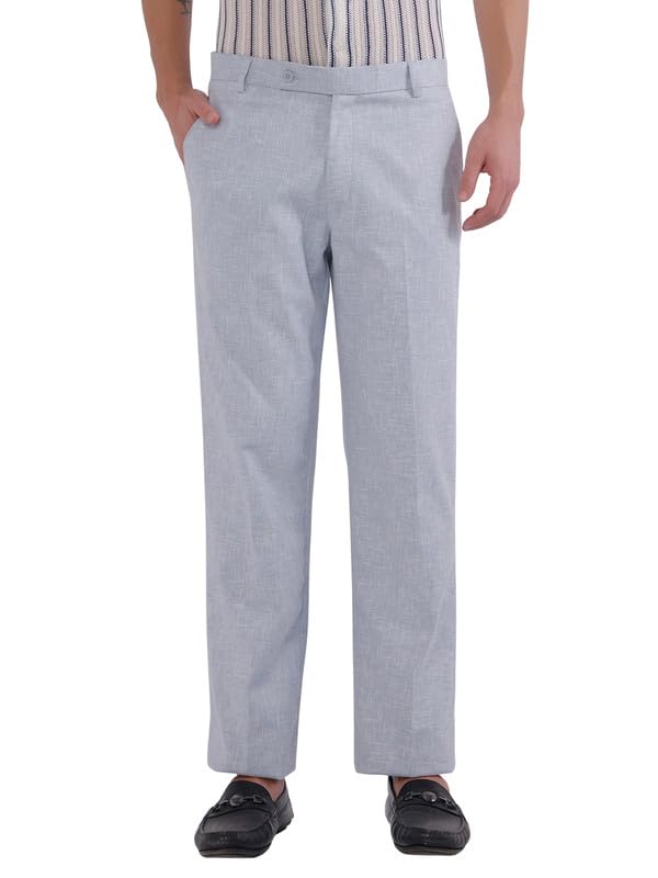 Image of TAHVO Men's Slim Fit Linen Tailored Trousers