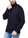 SPIRIT OF ESSEX Men's Jumpers Turtle Neck Cable Knitted Cotton Luxury Jumper Long Sleeved Causal Sweater Pullover Knitwear Warm Winter Jumpers for Men UK (UK, Alpha, XL, Regular, Regular, Black)