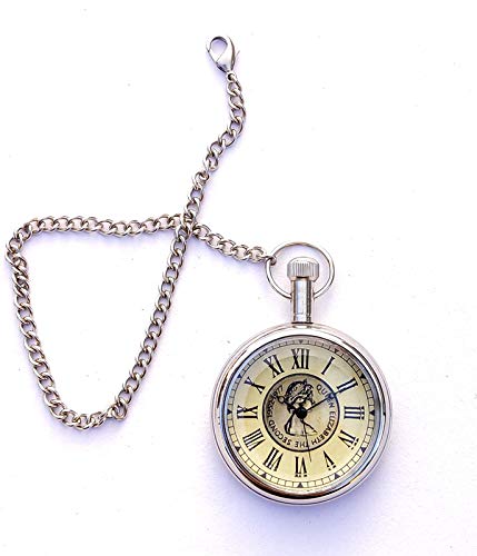 Classic Nickle Queen Elizabeth The Second 1952-1977 Dial Antique Pocket Gandhi Watch Royal Look Indian Handicraft Gift Item-image-22