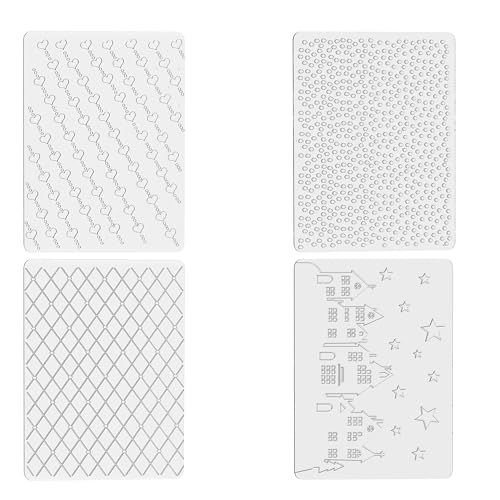 MiDube 4 Modèles de Plaques de Gaufrage 3D 15 x 10,4cm – Plaques en Plastique pour Cartes Scrapbooking, Journaling & Décoration d'Album Photo