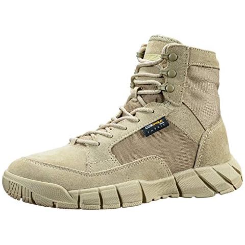 YEVHEV Tactical Shoes Men's Lightweight Military Boots Non-Slip Ultralight Sports Shoes Wear-Resistant Military Boots for Camping, Hiking, Sports, Outdoor, sand, 11 UK Cover