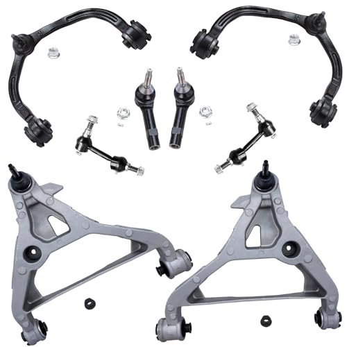 Image of Detroit Axle - 8pc Front End Kit for 2004 2005 2006 Expedition Lincoln Navigator 4 Upper & Lower Control Arms 2 Sway Bar End Links 2 Outer Tie Rods Replacement [Standard Suspension]