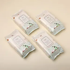 Baby Forest Mulmul Baby Wipes, Ultra-soft, Water-based, 3X thicker and softer wipes 72 Wipes/Pack (Pack of 4)