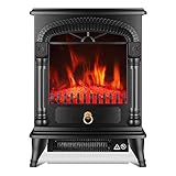 Chimenea eléctrica con efecto de leña, estufa independiente | Calentador de ambiente acogedor con efecto de llama | Estufa eléctrica para decoración del hogar