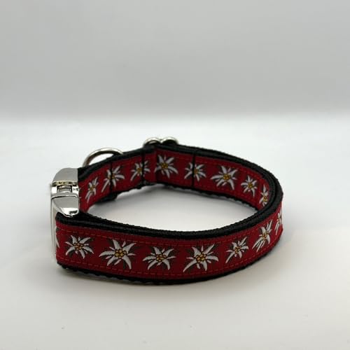 Jimmy und Katz Hundehalsband Edelweiß rot 26-40cm x 2cm