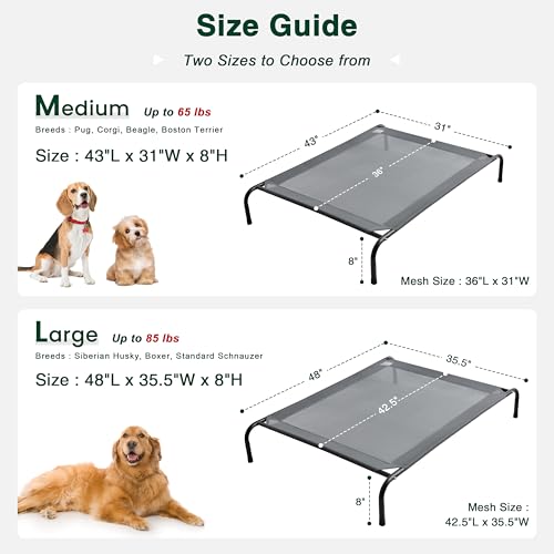 Love's cabin Elevated Cooling Dog Bed for Large Dogs, Portable Indoor & Outdoor Raised Pet Dog Cat Cot, Durable Summer Frame with Breathable Mesh, Grey, 48 inches - Image 6