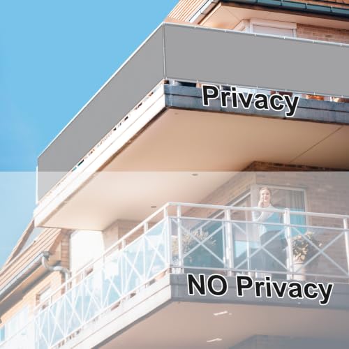 Image of Sunnylaxx Balcony Privacy Screen for Protection 100 x 1000 cm, Privacy Screen, Fence for Balcony Balcony PES for Balcony Garden Terrace, with Eyelets and Strap, Grey