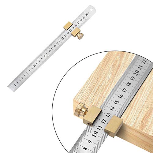 yidenguk Règle de positionnement Bloc Bois Ligne localisateur règle Fixe en Acier Carpenter Scriber trusquin Outil avec Système Métrique et Impérial 30cm 12 pouces