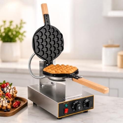 Image of Bubble Waffle Machine, Commercial Electric Egg Waffle Maker, Hong Kong Style Bubble Waffle Baker for Cafe Restaurant