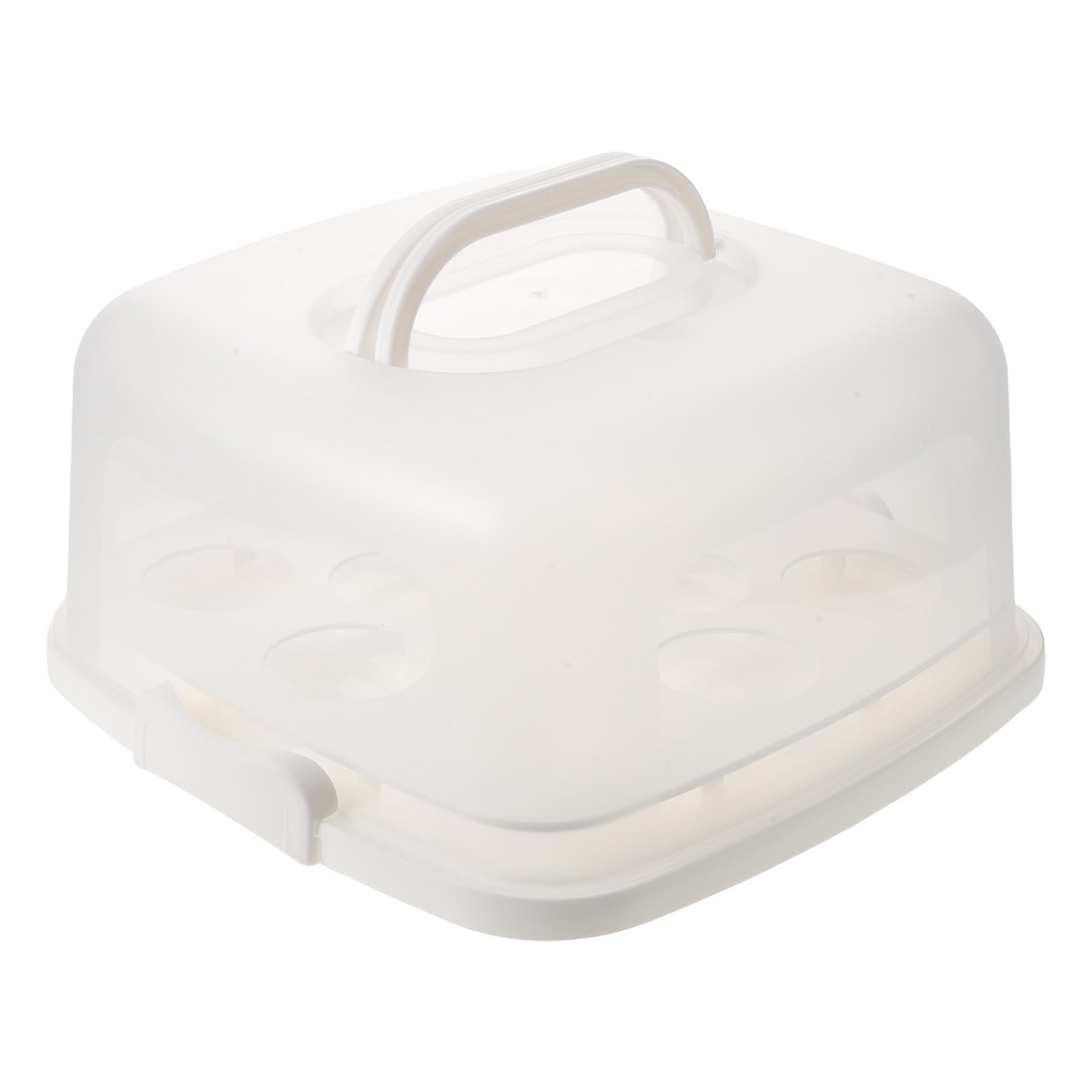 Caja Portátil para Pastel de Blanco con Tapa y Asa, Soporte Reutilizable para 10 Cupcakes, Cierre Hermético para Uso Diario y Viajes