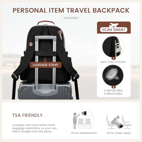 Image of LOVEVOOK Laptop Backpack for Women with Pouch Pocket for Large Capacity Cup,17 Inch Teacher Nurse College Work Backpack Purse,Waterproof Laptop Bag Computer Back Pack for Travel, Grey-Black-Brown
