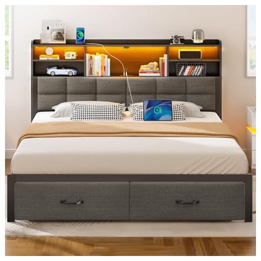 Rolanstar Full Size Bed Frame with Storage