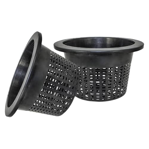 CHTASO HG10MESHPOT 10-Inch Wide Lip Mesh Net Pots (2-Pack), 5 Gallon Bucket Lids for DWC Hydroponics, Perfect for Pitcher Plant Cultivation