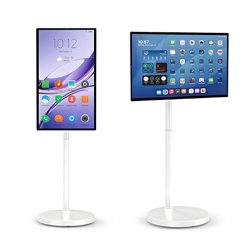 VsyPtyc Pantalla Inteligente portátil con Ruedas de 21,5 Pulgadas, Monitor táctil inalámbrico, Android 12, Soporte de Movimiento Completo, Pantalla táctil 1080P, para transmisión y Trabajo 4+64G