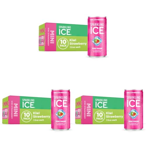 Image of Sparkling Ice Kiwi Strawberry Sparkling Water, with Antioxidants and Vitamins, Zero Sugar, 7.5 fl oz Mini Cans (Pack Of 30)