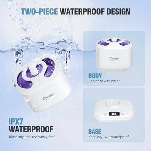 Image of Ultrasonic Retainer Cleaner, Detachable 45kHz Retainer Cleaner Machine 3 Modes Dental Cleaning Pod with Visible Window Digital Timer for Mouth Guard, Dentures, Aligner, Braces, Jewelry - White