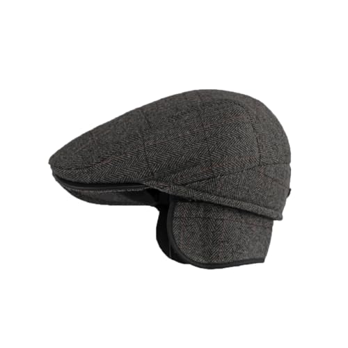 YAMEE Boinas Hombre Invierno con Orejera Plegable, Gorras Clásicas, Gorra Plana Cálida, Gorro Vintage, Sombreros para Hombre
