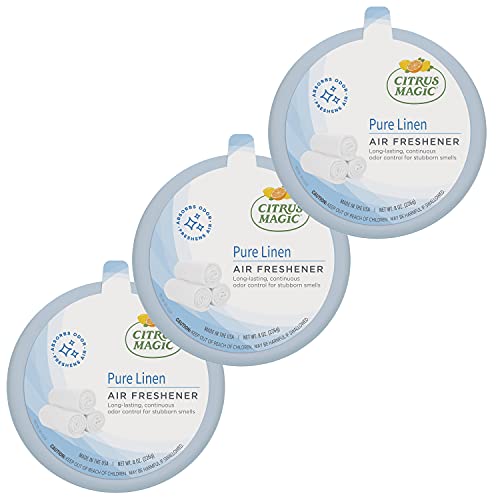 Citrus Magic Odor Absorbing Solid Air Freshener Pure Linen 8-Ounce Pack of 3