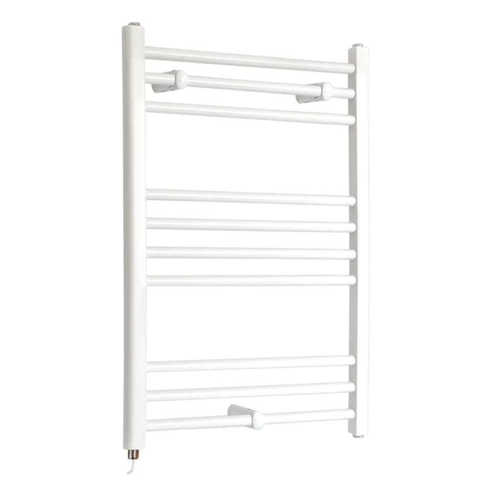 Milano Ive 400W White Straight Bar Electric Heated Towel Rail - 800mm x 600mm