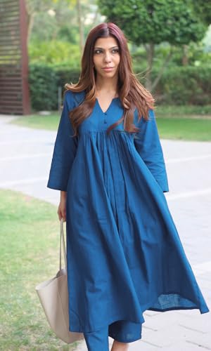 Image of GoSriKi Women's Rayon Viscose Ethnic Co-Ord Set | Kurta Pant Set | Kurta Palazzo Set | Stylish Cotton Suit Set for Women