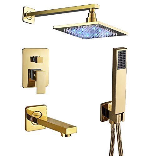 Senlesen Rain Mixer Shower Combo Set 3 Way Shower System with 8" LED