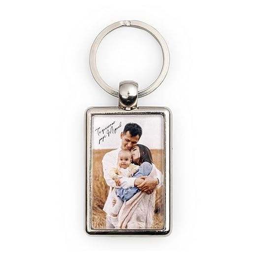 Wanapix | Portachiavi Personalizzato con Foto e Testo | Portachiavi Rettangolare in Metallo | Regalo Originale per Uomo e Donna |Personalizzato su 1 Lato | 2,8x4,3cm