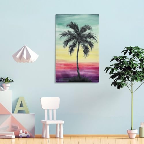 Toile murale palmier tropical decoration interieure maison 40x60