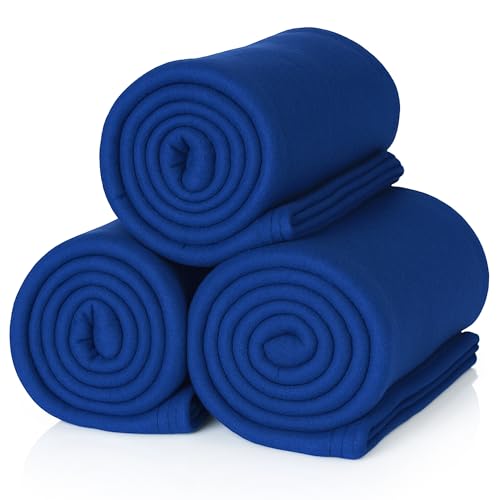 ALCLEAR 3 Stück Oeko Tex Polar Fleecedecken, Farbe: Marineblau, tolle Größe 130x160 cm, über 200 g/m2, Sofadecke Couchdecke Wohndecke,...