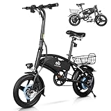 Dolphin Foldable Electric Bike - 14' Electric Bicycles for Adults and Teens, Peak 500W Motor, 280.8Wh Battery, 25 Mile PAS Range, Mini Ebikes, UL 2849 Certified, 3 Levels