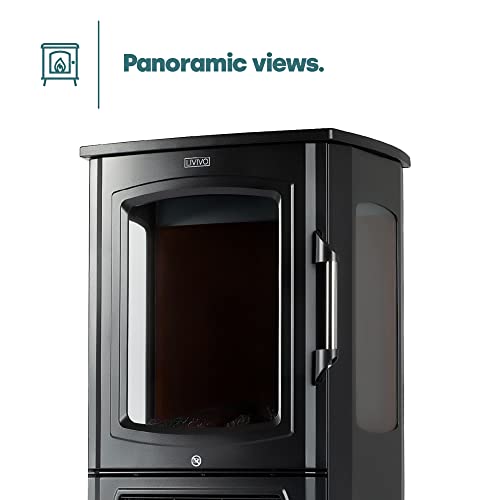 LIVIVO Electric Stove Heater Fireplace with Log Effect, 2000W, Independent Light and Heat Controls, Automatic Safety Cut-Out, Wide Panoramic Viewing Angle, Log Storage Compartment - Image 2