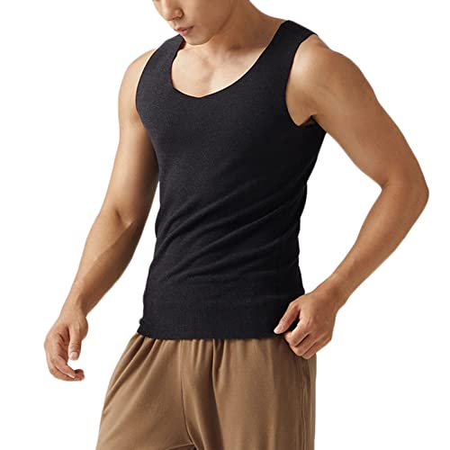 Dsnyu Mens Thermals Tops, Polyester Round Collar Inner Thermal Wear Top, Dark Grey Inner Thermal Wear Top L