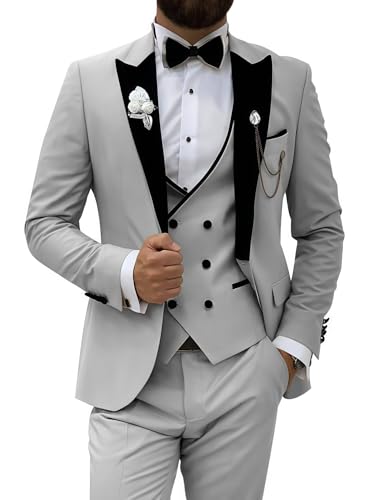 Men's Suit 3 Piece Slim Fit Suit One Button Velvet Blazer Tuxedo for Wedding Party Dinner Prom