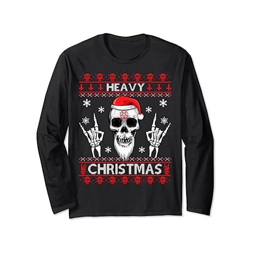 Pesada calavera navideña con gorra de navidad Diseño feo Manga Larga