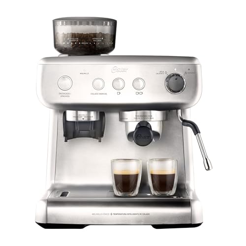 Consejos para Comprar Capuchinera Oster los mejores 5. 41 Oster® Cafetera para Espresso Perfect Brew, 15 Bar, con Molino Integrado, Acabado Acero Inoxidable, BVSTEM7300