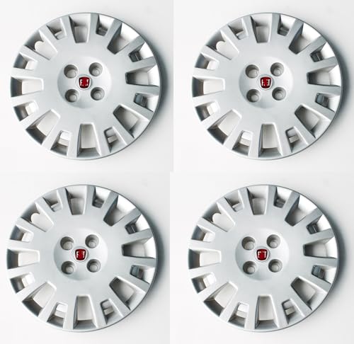 SET 4 COPRICERCHI COPPA RUOTA COPRIRUOTA BORCHIE CERCHIO Diametro 15 con adesivi FIAT Specifiche per Fiorino e Qubo prodotti dal 2007 in poi - 744/15-21211