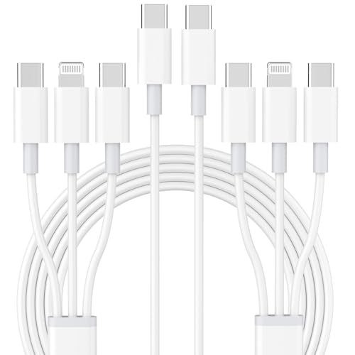 3 in 1 USB C to USB C/Lightning Cable Compatible for iPhone 17 16 15 14 13 12 11 XS XR X 8, 2 Pack 60W Type C Multiple Charging with Lightning/2 Type C Port iPhone Charger Cord Fast Charging Cable 6FT